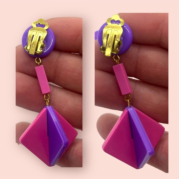 Retro Necklace & Earrings Pink & Purple Jewelry Set - Picture 8 of 11